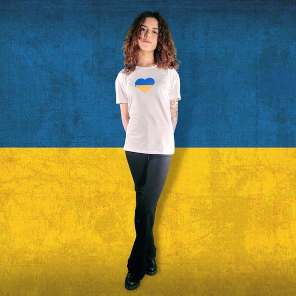 Ukraine Teardrop Heart Tee - SUPPORT UKRAINE NOW! - Picture 3 of 7